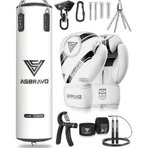 Punching Bag for Adults, 4ft PU Heavy Boxing Bag Set 12OZ Gloves for MMA Muay Thai Kickboxing Training Home Gym, Martial Art (Unfilled)