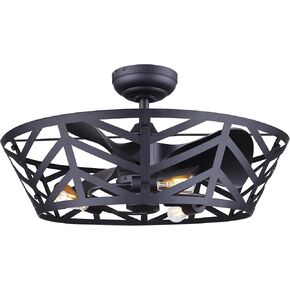 CF24MAU3BK Ceiling Fan - 24" Matte Black, Compact DC Motor, 3 ABS Blades, 3 Dimmable Vintage LED Bulbs, Remote Control, Stylish Downrod Mount Design