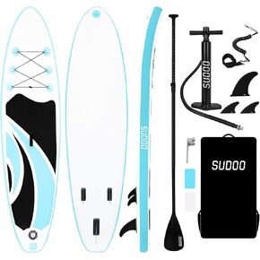 SUDOO Inflatable Stand Up Paddle Board 10'x30 x6 Ultra-Light SUP Stand-Up Paddleboard for Adults & Youth with Backpack, Pump, Paddle, Coil Leash, Triple Fins, Repair Kit