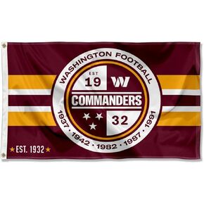 WinCraft Washington Commanders Patch Button Circle Logo Flag 3x5 Banner