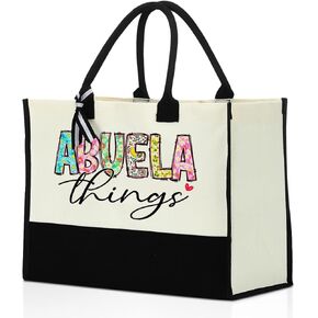 Grandma Christmas Birthday Gifts Mother Gifts Tote Bag for Women Grandmother Classic Canvas Shopping Grocery Bag