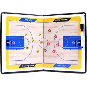 YIKANGHENG Basketball Coach Board, 11 Inch x 8 Inch Foldable PU Leather Wipable Coach Board with Eraser Marker for Basketball Coach Teaching