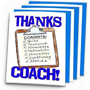 Play Strong 3-Pack Best YOUTH Coach Clipboard Thanks Coach (5x7) Greeting Cards Awesome for Youth Sports Team Banquet Party Coach Appreciation - They'll Love 'Em!