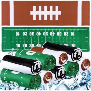 12 Pcs Cooling Towels, 40''x12 Football Breathable Chilly Towel, Ice Towel Microfiber Football Towel, Football Field Black White Stripe Towel for Football Team Coach Gift Sport Party Favors