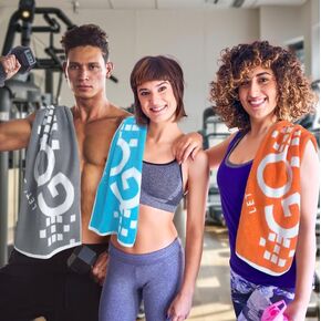 Workout Towels for Gym (3PC, 14"x44") - 100% Cotton, Breathable, Soft & Absorb - Sweat Towel for Men & Women, Sports Hand Towel for Yoga, Shower, Tennis, Running, Exercise & Fitness, Blue+Orange+Gray