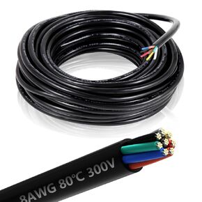 18 Gauge 8 Conductor Electrical Wire, 50FT/15M Thermostat Wire,18AWG PVC Stranded Tinned Copper 8 Wire Cable, Flexible Extension Cord