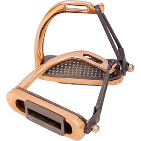 Peacock Rose Gold Safety Stirrups Fillis Horse Riding S/Steel with Rubber & TREADS