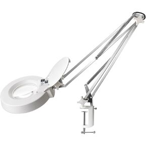 Magnifying Lamp with Clamp,Dimmable 10X Magnifier lamp, 5 Inches Magnifier Glass, Adjustable Stainless Steel Lamp Arm for Reading,Craft,Knitting (Green Cover)