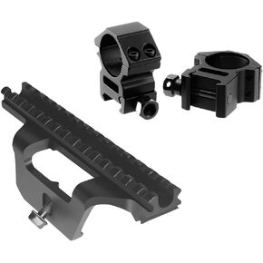 Gotical Combo of 2 - See-Thru Scope Mount for M1A/M14, 061 T6 Aluminum & 1 Inch Medium Profile Scope Rings, Black Anodized, Steel Hardware Included, Low Profile Allows use of Iron Sights