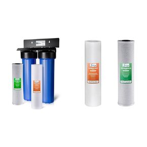 iSpring Whole House Water Filter System, Reduces Sediment, PFAS, Heavy Metals, Chlorine, Chloramine, Hydrogen Sulfide, 2-Stage Whole House Water Filtration System, Model: WGB22B-KS