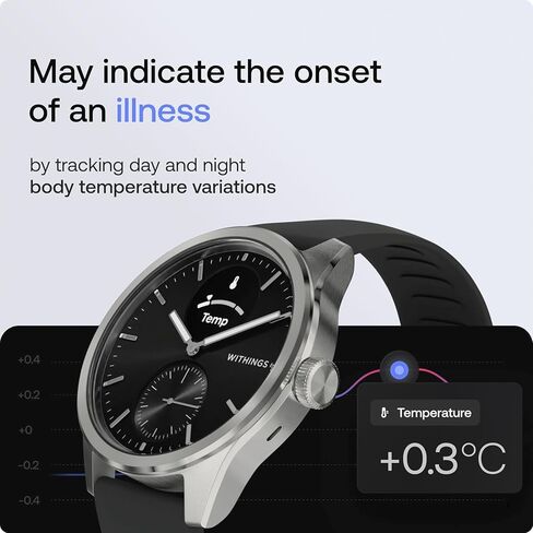 Withings ScanWatch 2 - ساعة ذكية هجينة، مراقبة معدل ضربات القلب، تعقب اللياقة البدنية، تعقب الدورة، مراقبة النوم، تعقب GPS، عمر البطارية 30 يومًا، متوافق مع Android وApple، HSA/FSA in Saudi Arabia