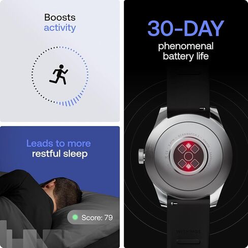 Withings ScanWatch 2 - ساعة ذكية هجينة، مراقبة معدل ضربات القلب، تعقب اللياقة البدنية، تعقب الدورة، مراقبة النوم، تعقب GPS، عمر البطارية 30 يومًا، متوافق مع Android وApple، HSA/FSA in Saudi Arabia