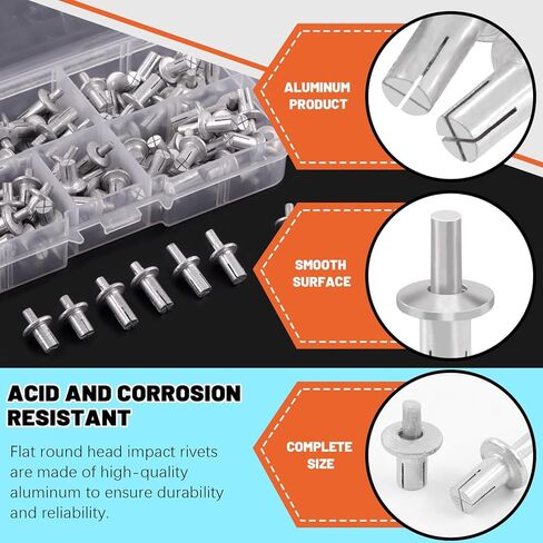 Tanstic 130Pcs 3 Sizes Half Round Head Aluminum Core Rivet Drive Rivets Hammer Drive Rivets Knock Type Expansion Aluminum Rivet for Home Industry (M5x7,M5x9,M5x11mm) in Saudi Arabia