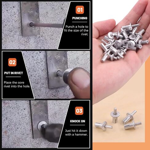 Tanstic 130Pcs 3 Sizes Half Round Head Aluminum Core Rivet Drive Rivets Hammer Drive Rivets Knock Type Expansion Aluminum Rivet for Home Industry (M5x7,M5x9,M5x11mm) in Saudi Arabia