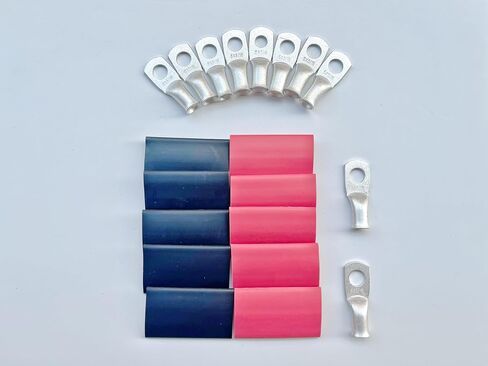 (10PCS-1/0 * 1/4) tinned Ring Terminal Heavy Duty Wire Lug Battery Cable Connector Copper Lug Battery Terminal Connector,with 3:1 Heat Shrink Tube Sleeve in Saudi Arabia