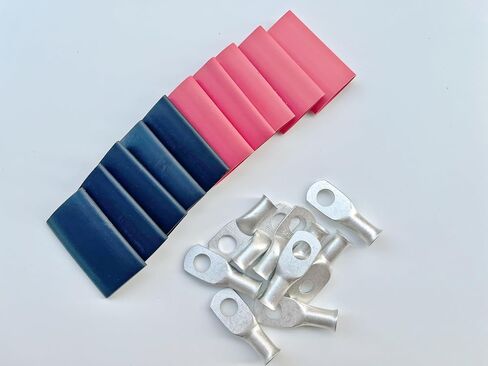 (10PCS-1/0 * 1/4) tinned Ring Terminal Heavy Duty Wire Lug Battery Cable Connector Copper Lug Battery Terminal Connector,with 3:1 Heat Shrink Tube Sleeve in Saudi Arabia