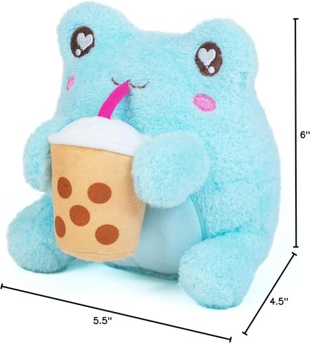 لعبة Cuddle Barn PlushGoals - لعبة Coffee Sippin' Wawa The Froggie الناعمة باللون الأخضر الليموني المعطرة على شكل حيوان كاواي الضفدع القطيفة، 6 بوصات in Saudi Arabia