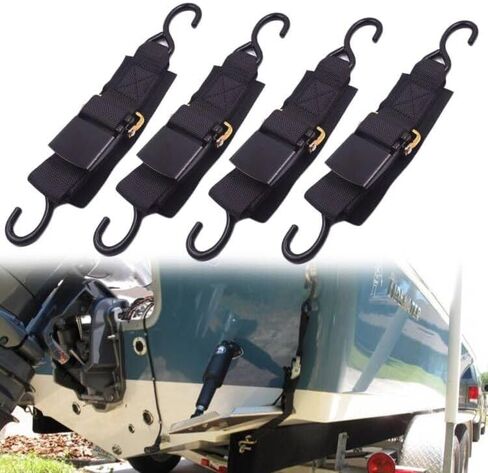 Boat Trailer Tie Downs Strap, Marine Transom Adjustable Quick Release Buckle Anti-Scratch Hooks for Pontoon Jet ski, 47" L (2 PCS) in Kuwait