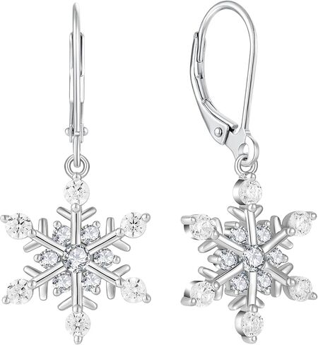 أقراط نسائية على شكل ندفة الثلج، أقراط متدلية من الفضة الإسترليني عيار 925 مع زركون مكعب 5A لهدايا أعياد الميلاد والشتاء والمجوهرات in Kuwait