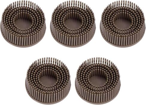 HARFINGTON 5pcs Bristle Disc 2" 36 Grit Abrasive Brush Deburring Electric Disc Brush with Quick Change Roll Lock Abrasive Coating Removal Disc for Metal, Brown in Saudi Arabia