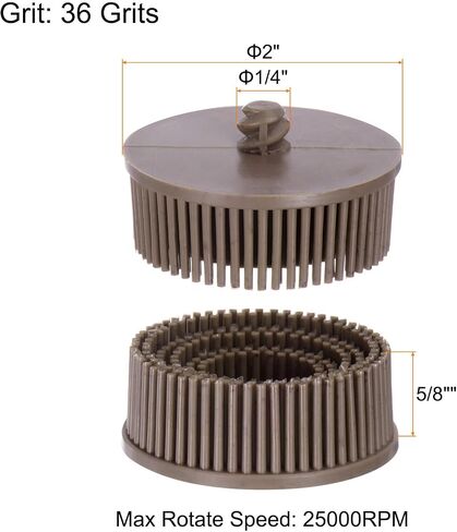 HARFINGTON 5pcs Bristle Disc 2" 36 Grit Abrasive Brush Deburring Electric Disc Brush with Quick Change Roll Lock Abrasive Coating Removal Disc for Metal, Brown in Saudi Arabia