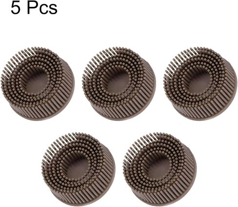 HARFINGTON 5pcs Bristle Disc 2" 36 Grit Abrasive Brush Deburring Electric Disc Brush with Quick Change Roll Lock Abrasive Coating Removal Disc for Metal, Brown in Saudi Arabia