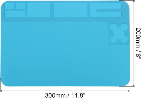 MECCANIXITY Large 11.8" x 8" ESD Silicone Soldering Mat Heat Insulation 932°F Anti Static Electronic Repair Work Mat for Solder Iron Station Workbench Blue in Saudi Arabia