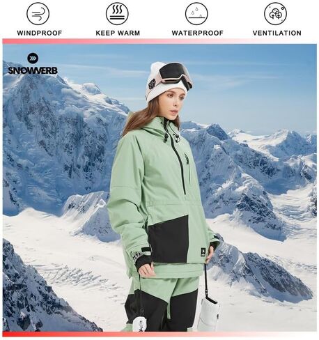 SNOWVERB Womens Mens Insulated Waterproof Snowboarding Mountain Jackets with Hood Skiing Coat Snowboard Winter Ski Jacket in Kuwait