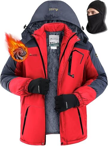 Men's Winter Coats,Fleece-Lined,With Fleece Balaclava,Waterproof&Windproof,Ski Snow Jackets in Saudi Arabia