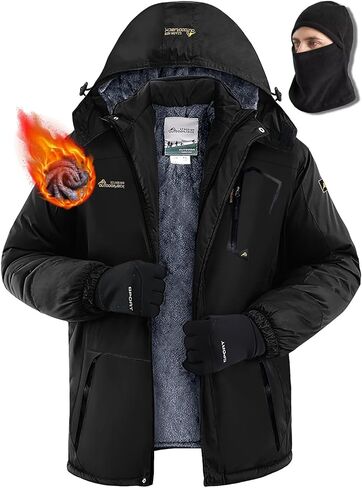 Men's Winter Coats,Fleece-Lined,With Fleece Balaclava,Waterproof&Windproof,Ski Snow Jackets in Saudi Arabia