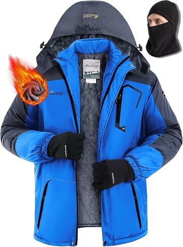 Men's Winter Coats,Fleece-Lined,With Fleece Balaclava,Waterproof&Windproof,Ski Snow Jackets in Saudi Arabia