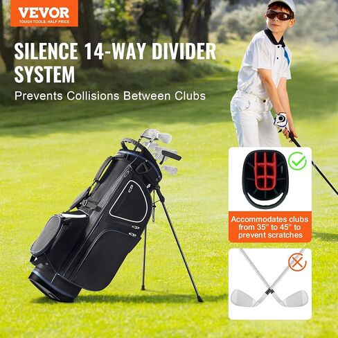 VEVOR Golf Cart Bag with 14 Way Organizer Divider Top, Premium Cart Bag with Stand, Durable Golf Bags with Handles & Dust Cover & Detachable Dual Strap for Men & Women in Saudi Arabia