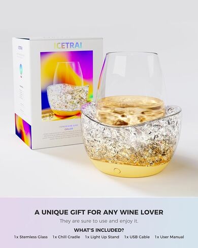 Wine Chiller for Glass Stemless Wine Glass Chiller Keeps Your Glasses of Vino Cold 10 Color Light Modes Separable Wine Essentials Accessories (ORANGE) in Saudi Arabia