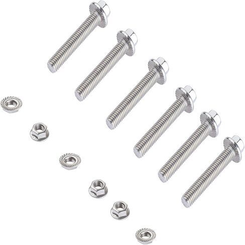 Rwraps 6 Sets M10-1.5x50mm Flanged Hex Head Bolt,Stainless Steel Exhaust Flange Bolts & Nuts for Exhaust Manifold Hardware Kit in Kuwait
