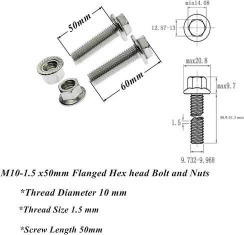 Rwraps 6 Sets M10-1.5x50mm Flanged Hex Head Bolt,Stainless Steel Exhaust Flange Bolts & Nuts for Exhaust Manifold Hardware Kit in Kuwait