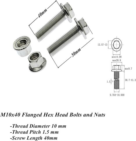 Rwraps 6 Sets M10-1.5x50mm Flanged Hex Head Bolt,Stainless Steel Exhaust Flange Bolts & Nuts for Exhaust Manifold Hardware Kit in Kuwait