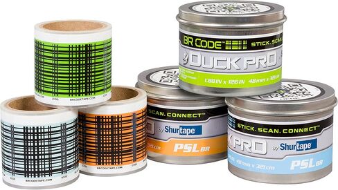 Duck Pro by Shurtape BR Code Permanent & Heavy Duty Scannable Labels, 100 Preprinted Codes per Roll, Connect Digital Information to Physical Locations for Asset Tracking & Digital Checklists, Yellow in Kuwait