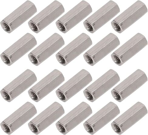 50Pcs Round Coupling Nuts, M3*0.5-6-L5mm Threaded Rod Connector Nuts for Screw Rod Fixing in Saudi Arabia