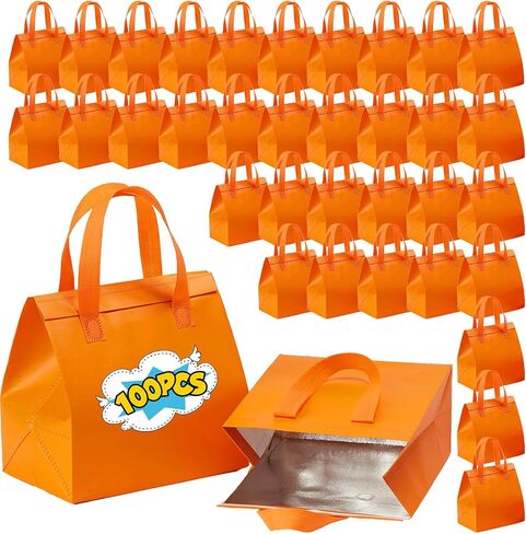 100 Pcs Insulated Take Away Bags, Disposable Lunch Bags For Food Takeaways, Coffee, Milk Tea, Seafood, Pizza, For Restaurants And Grocery Shops 9.5 x 6 x 10 In (white) in Saudi Arabia