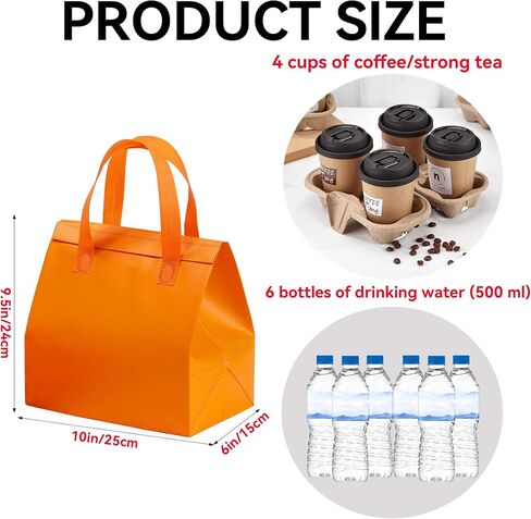 100 Pcs Insulated Take Away Bags, Disposable Lunch Bags For Food Takeaways, Coffee, Milk Tea, Seafood, Pizza, For Restaurants And Grocery Shops 9.5 x 6 x 10 In (white) in Saudi Arabia