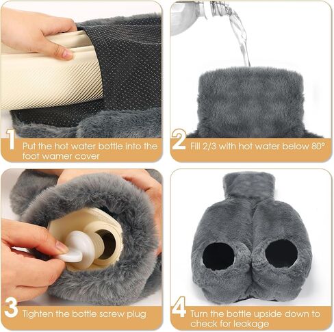 Hot Water Bottle for Feet,2L Heated Feet Warmer with Washable Plush Cover for Feet and Hand Warm Hot Water Bag,Non Electricity Heated Feet Warmers for Pain Relief,Women and Men (with Heel) in Saudi Arabia