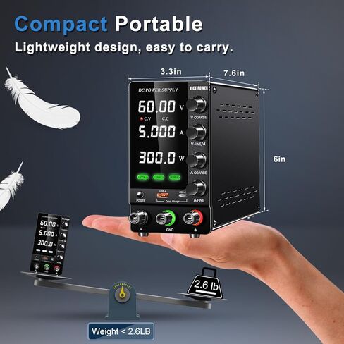 NICE-POWER DC Power Supply Variable 30V 10A, Adjustable Regulated DC Bench Power Supply with Encoder, Output Switch and OCP/OVP, Benchtop Lab Power Supplies 4-Digit LED Display with USB Quick Charge in Kuwait