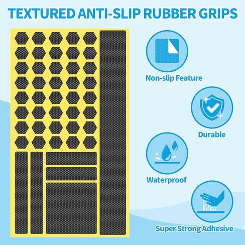 Rubber Grip Tape Kit, 92 Pieces Enhanced Friction Non Slip Adhesive Tape kit for Indoor & Outdoor Use - Customizable, Durable, Pre-Cut for Cup, Tool Handle, Game Controller, etc (2 Pack, Black) in Saudi Arabia