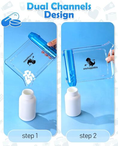 Plifal Pill Counting Counter Tray with Spatula - Medicine Bottle Print Dual Channel Design Pharmacy Medicine Sorting Tray with Funny Reminder Labels Design, Equipped with L-Shaped Spatula in Saudi Arabia