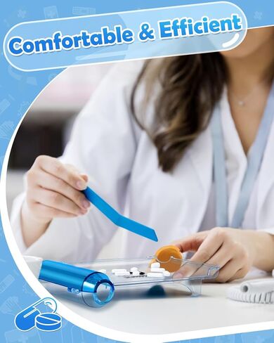 Plifal Pill Counting Counter Tray with Spatula - Medicine Bottle Print Dual Channel Design Pharmacy Medicine Sorting Tray with Funny Reminder Labels Design, Equipped with L-Shaped Spatula in Saudi Arabia