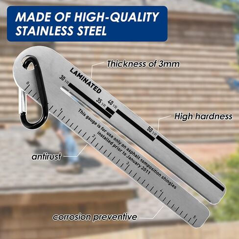 2 Pcs Shingle Gauge, 4/09 Shingle Gauge Portable Roof Pitch Gauge with Carabiner Shingle Gauge Tool for Measuring and Analyzing The Thickness of Roof Tiles (2 Pcs) in Saudi Arabia