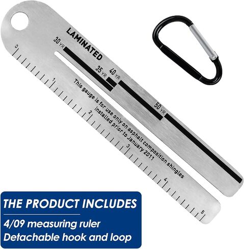 2 Pcs Shingle Gauge, 4/09 Shingle Gauge Portable Roof Pitch Gauge with Carabiner Shingle Gauge Tool for Measuring and Analyzing The Thickness of Roof Tiles (2 Pcs) in Saudi Arabia