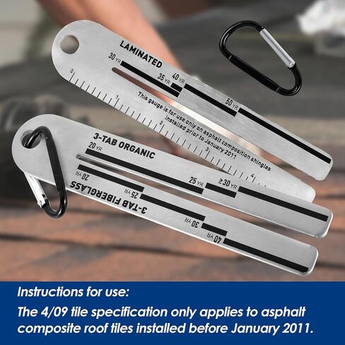 2 Pcs Shingle Gauge, 4/09 Shingle Gauge Portable Roof Pitch Gauge with Carabiner Shingle Gauge Tool for Measuring and Analyzing The Thickness of Roof Tiles (2 Pcs) in Saudi Arabia