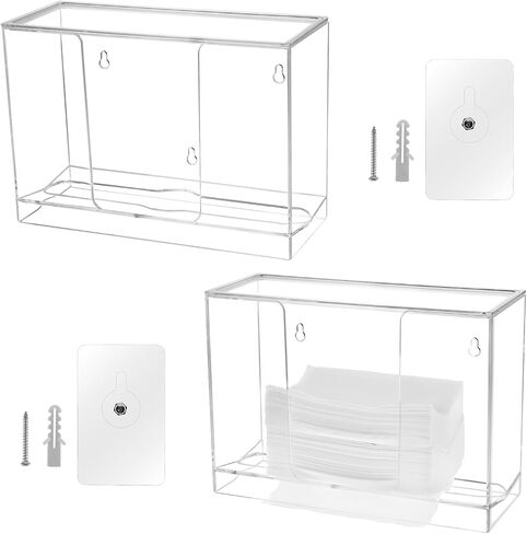QWORK 2 Pack Paper Towel Dispenser Wall Mount, Clear Acrylic Countertop Paper Towel Dispenser- Fits C/Z/Tri/Multi-Fold Towels in Saudi Arabia