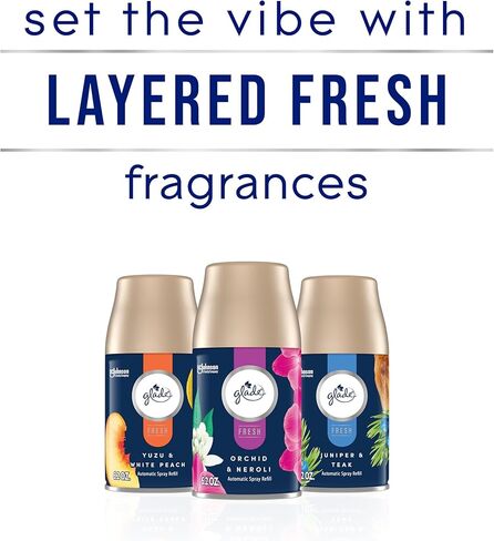 عبوة بخاخ أوتوماتيكية من جليد، معطر هواء للمنزل والحمام، العرعر وخشب الساج، مجموعة منعشة، 6.2 أونصة in Kuwait